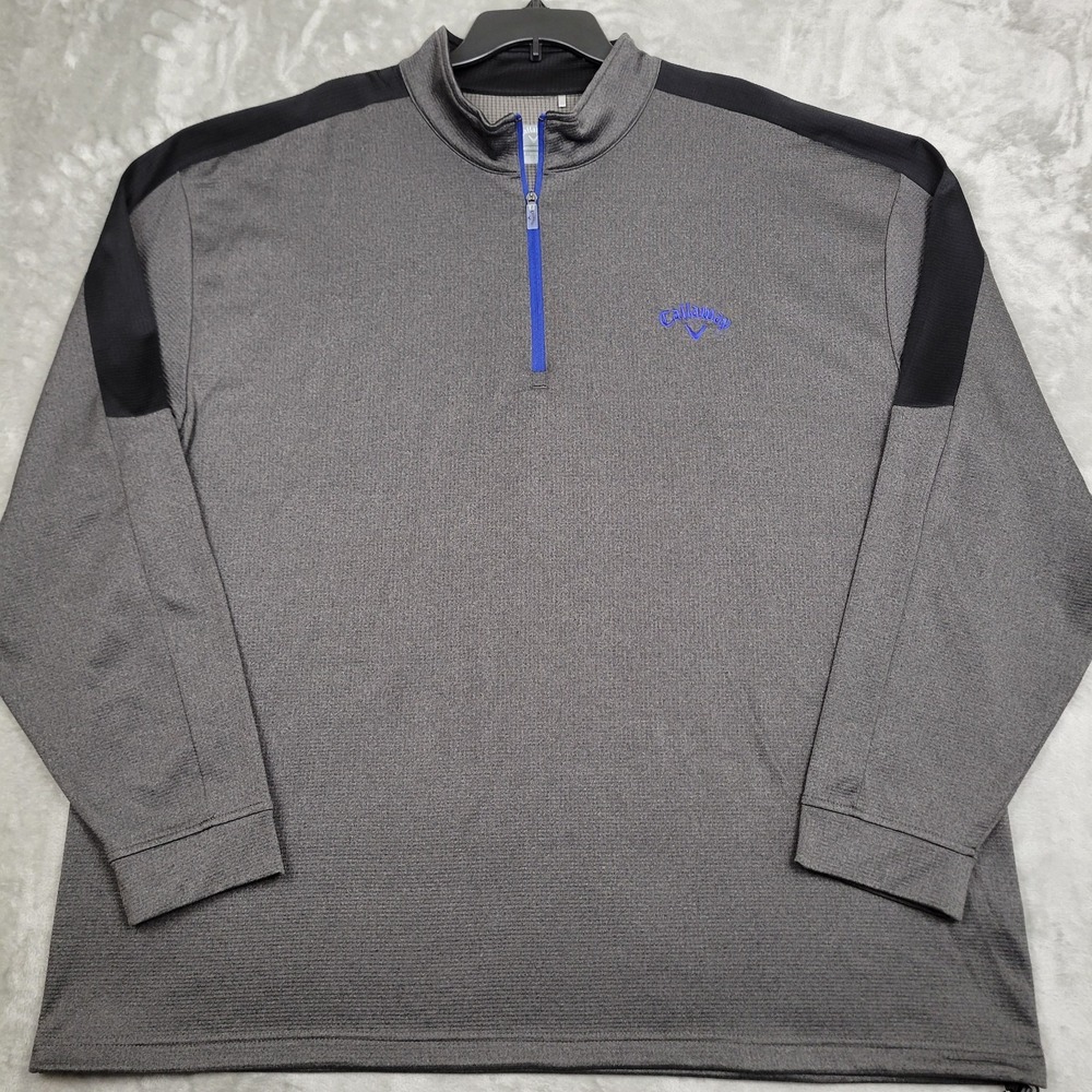 Callaway Gray Black Blue Weather Series Golf 1/4 Zip Pullover Men's 3XLT